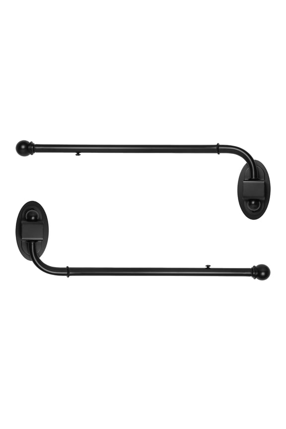 14"-24" Swing Arm Curtain Rod, 1/2" Diameter, Black, 2 Pieces
