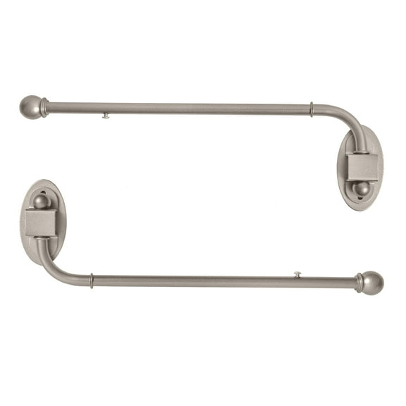 MERIVILLE 14"-24" Swing Arm Curtain Rod, 1/2" Diameter, Pewter, 2 Pieces