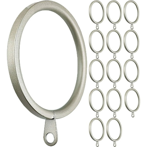 MERIVILLE 14 pcs 1.5-Inch Inner Diameter Metal Flat Curtain Rings with Eyelets, Fits Up to 1 1/4-Inch Rod (Set of 14, Pewter)