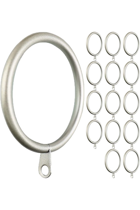 14-Pack Metal Curtain Rings with Eyelets, 2-Inch Inner Diameter Drapery Rings for Curtain Rods, Pewter