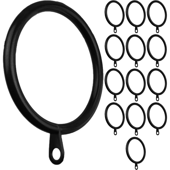 MERIVILLE 14 pcs Black 2-Inch Inner Diameter Metal Curtain Rings with Eyelets