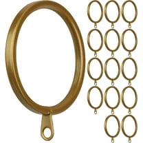 MERIVILLE 14 pcs Gold 1.5-Inch Inner Diameter Metal Flat Curtain Rings with Eyelets, Fits Up to 1 1/4-Inch Rod