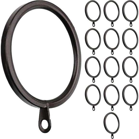 MERIVILLE 14 pcs Oil-Rubbed Bronze 1.5-Inch Inner Diameter Metal Flat Curtain Rings with Eyelets, Fits Up to 1 1/4-Inch Rod