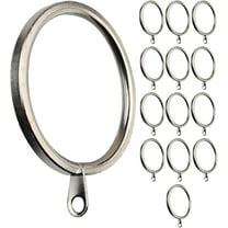 MERIVILLE 14 pcs Satin Nickel 1.5-Inch Inner Diameter Metal Flat Curtain Rings with Eyelets, Fits Up to 1 1/4-Inch Rod