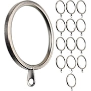 MERIVILLE 14-Pack Metal Flat Curtain Rings with Eyelets, 1.5-Inch Inner Diameter, Fits Up to 1.25-Inch Curtain Rods, Satin Nickel