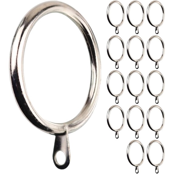 MERIVILLE 14 pcs Satin Nickel 2-Inch Inner Diameter Metal Curtain Rings with Eyelets