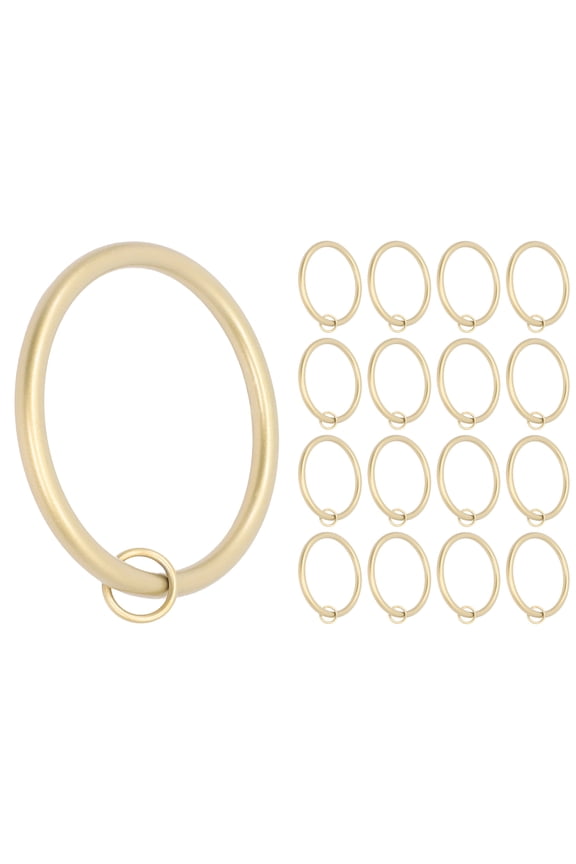 2.5-Inch Inner Diameter Metal Curtain Rings with Eyelets, Fits Up to 2-Inch Rod, Set of 16, Gold