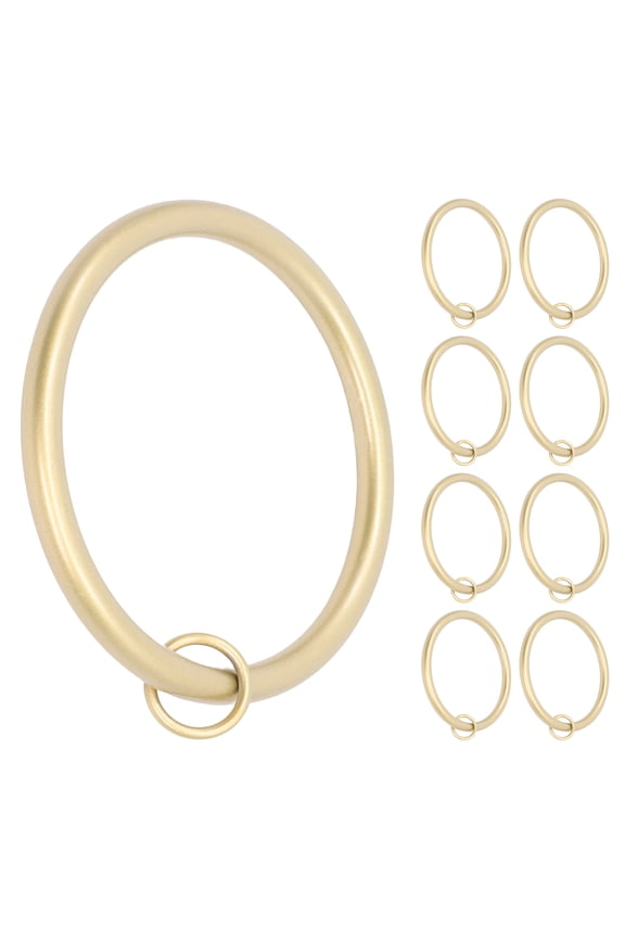 2.5-Inch Inner Diameter Metal Curtain Rings with Eyelets, Fits Up to 2-Inch Rod, Set of 8, Gold