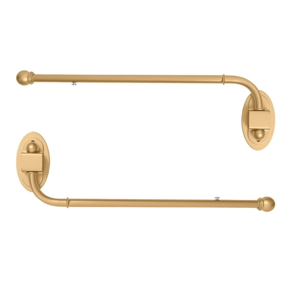 MERIVILLE 24"-38" Swing Arm Curtain Rod, 1/2" Diameter, Gold, 2 Pieces