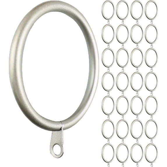 MERIVILLE 28 pcs 2-Inch Inner Diameter Metal Curtain Rings with Eyelets (Set of 28, Pewter)