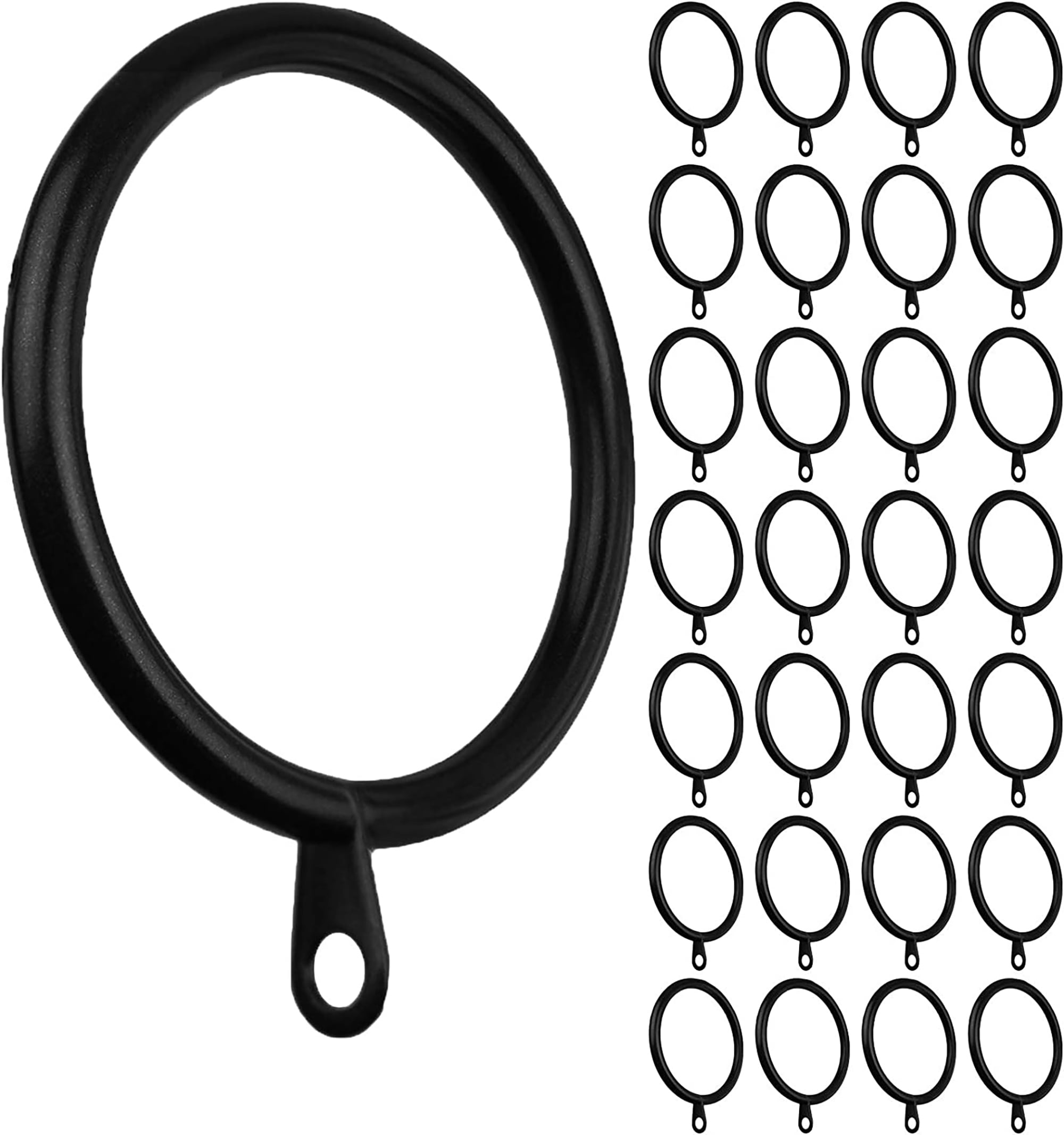 Meriville Black 2-Inch Metal Curtain Rings with Eyelets Set of 28