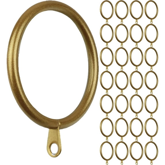 MERIVILLE 28 pcs Gold 2-Inch Inner Diameter Metal Curtain Rings with Eyelets