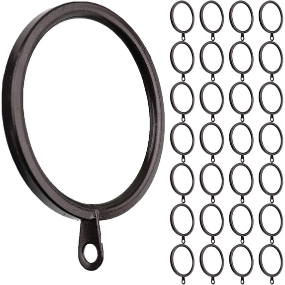 MERIVILLE 28 pcs Oil-Rubbed Bronze 1.5-Inch Inner Diameter Metal Flat Curtain Rings with Eyelets, Fits Up to 1 1/4-Inch Rod
