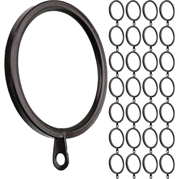 Meriville 28 pcs Oil-Rubbed Bronze 2-Inch Inner Diameter Metal Flat Curtain Rings with Eyelets