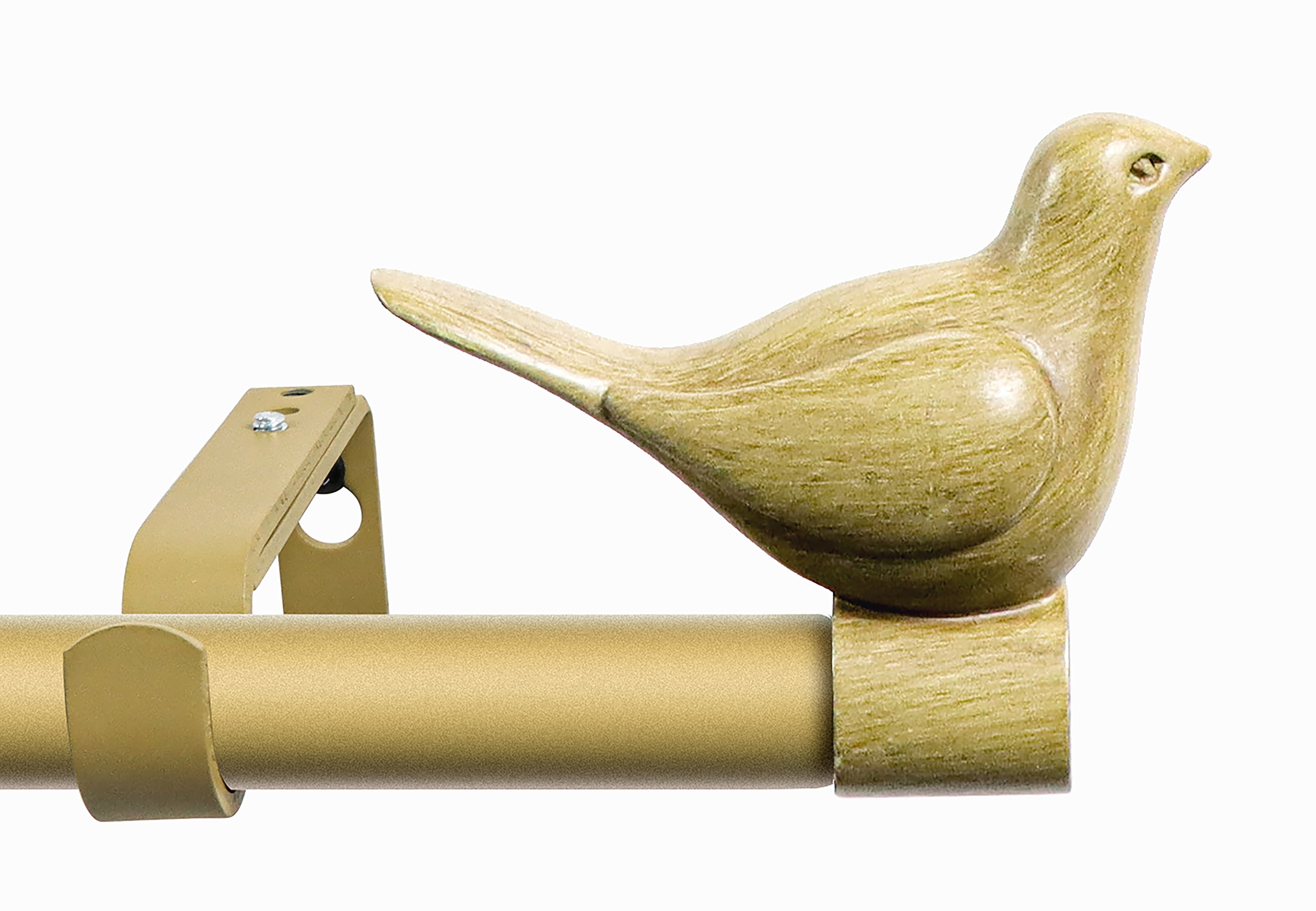 Meriville  3/4" Diameter Farmhouse Single Window Curtain Rod, Bird Finials Cottage - 28"-48"