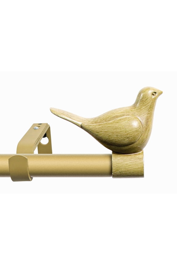 3/4" Diameter Farmhouse Single Window Treatment Curtain Rod, Bird Finials, 28"-48", Cottage