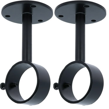 MERIVILLE Ceiling-Mounted or Wall-Mounted Curtain Rod Brackets, for up to 1 ¼” Diameter Drapery Rods, 2 PCs, Black
