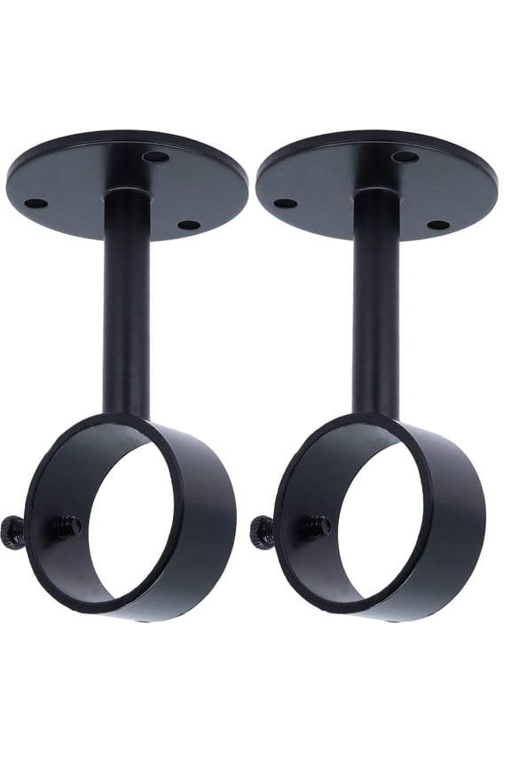 Ceiling-Mounted or Wall-Mounted Curtain Rod Brackets, for up to 1 ¼” Diameter Drapery Rods, 2 PCs, Black