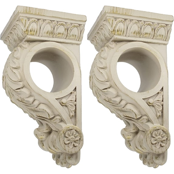 MERIVILLE Chatecu Drapery Sconce, Corbel Bracket, Drapery Scarf Swags, Wall Décor, French White with Gold Highlight, 2Pcs