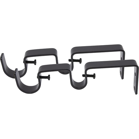 MERIVILLE Double Curtain Rod Bracket - Designed for 1" Frond Rod and 5/8" Back Rod Double Drapery Rod, Oil-Rubbed Bronze, Set of 2
