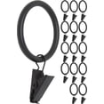 thumbnail image 1 of MERIVILLE Drapery Curtain Rings with Clip - 1.5-Inch Inner Diameter, Fits Up to 1 1/4-Inch Rod, Set of 14, Black Finish, 1 of 2