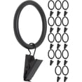 thumbnail image 1 of MERIVILLE Curtain Rings with Clips, Set of 14, 1.5" Inner Diameter, Fits Up to 1 1/4" Rod, Black, 1 of 2