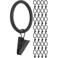 thumbnail image 1 of MERIVILLE Curtain Rings with Clips, Set of 28, 1.5" Inner Diameter, Fits Up to 1 1/4" Rod, Black, 1 of 2