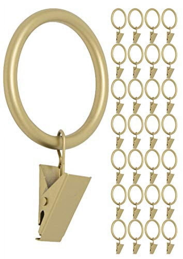 Royal Gold Steel Curtain Rings with Clips, Set of 28
