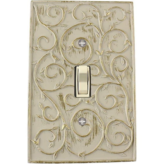 MERIVILLE French Scroll Single Toggle Wall Plate, Light Switch Cover, Ivory