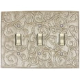 thumbnail image 1 of MERIVILLE French Scroll Triple Toggle Wall Plate, Light Switch Cover, Weathered White, 1 of 1