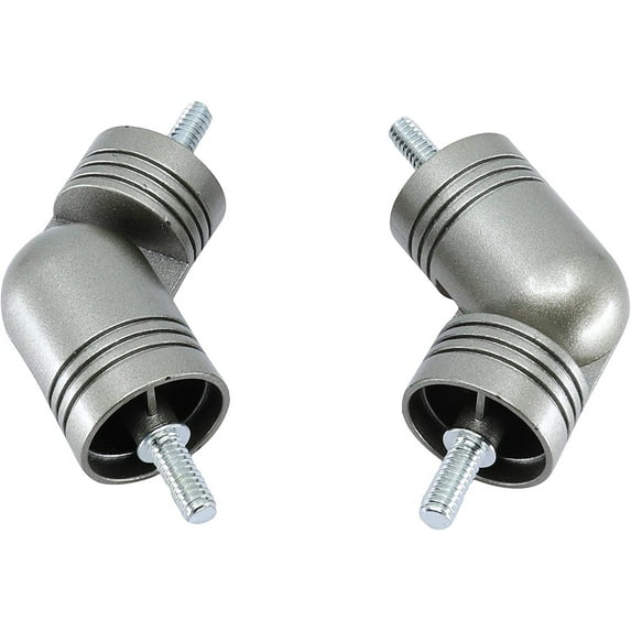 MERIVILLE Hinged Elbow Connector - Designed for Bay Window Curtain Rods or Corner Drapery Rods up to 1 1/8" Diameter, Pewter Finish, 2 Pcs