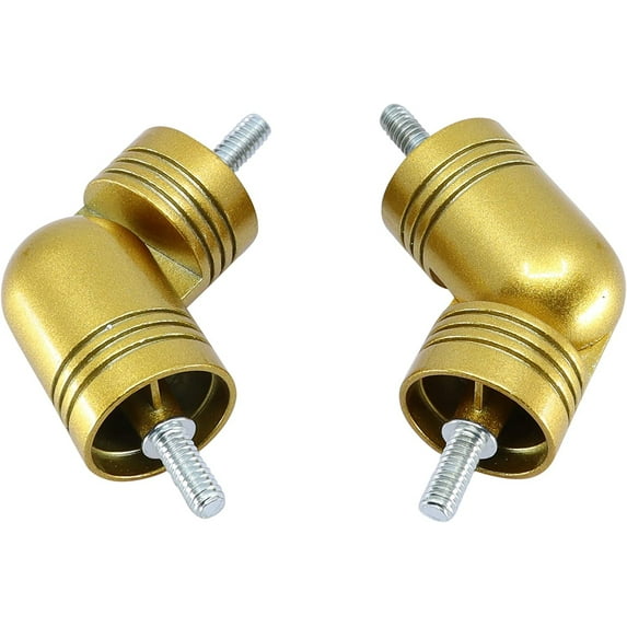 MERIVILLE Hinged Elbow Connector - Designed for Bay Window Curtain Rods or Corner Drapery Rods up to 1 1/8" Diameter, Royal Gold Finish, 2 Pcs