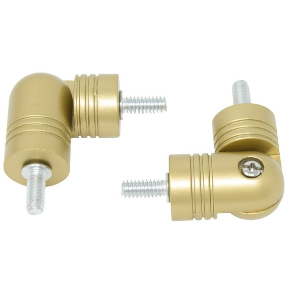 MERIVILLE Hinged Elbow Connector - Designed for Bay Window Curtain Rods or Corner Drapery Rods up to 1-inch Diameter, Royal Gold, 2 Pcs