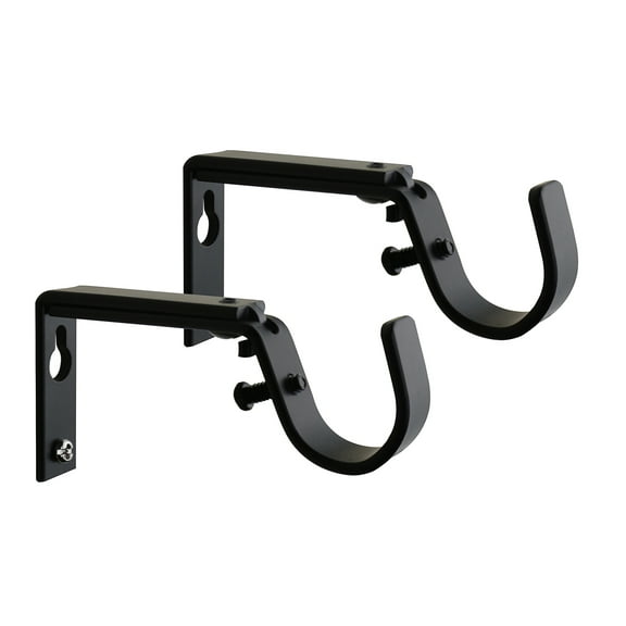 MERIVILLE Set of 2 Black Curtain Drapery Rod Bracket for 1-Inch Rod, Adjustable