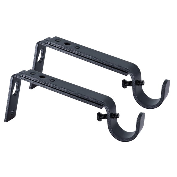 MERIVILLE Set of 2 Black Curtain Drapery Rod Bracket for 3/4" Rod, Adjustable