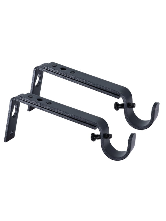 Set of 2 Black Curtain Drapery Rod Bracket for 3/4" Rod, Adjustable