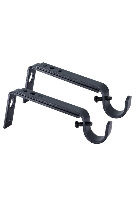 Set of 2 Black Curtain Drapery Rod Bracket for 3/4" Rod, Adjustable