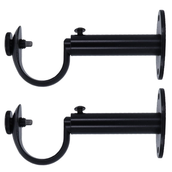 MERIVILLE Adjustable Curtain Rod Brackets, Set of 2, Fits 1.25-Inch Drapery Rods, Black