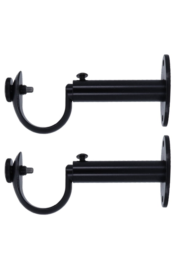 Adjustable Curtain Rod Brackets, Set of 2, Fits 1.25-Inch Drapery Rods, Black