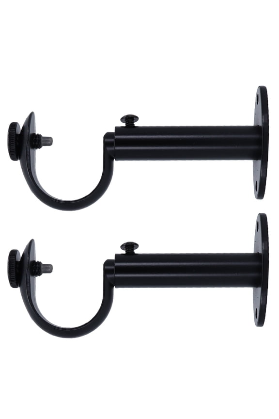 Set of 2 Black Zinc Curtain Drapery Rod Bracket for 1 1/4" Rod, Adjustable