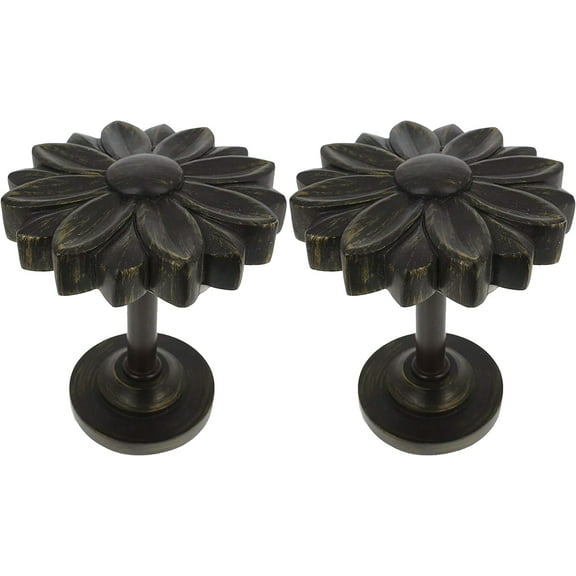 MERIVILLE Set of 2 Blossom Window Drapery Medallion Holdbacks, Curtain Tiebacks, Wall Hook, Tassel Holder, Bronze