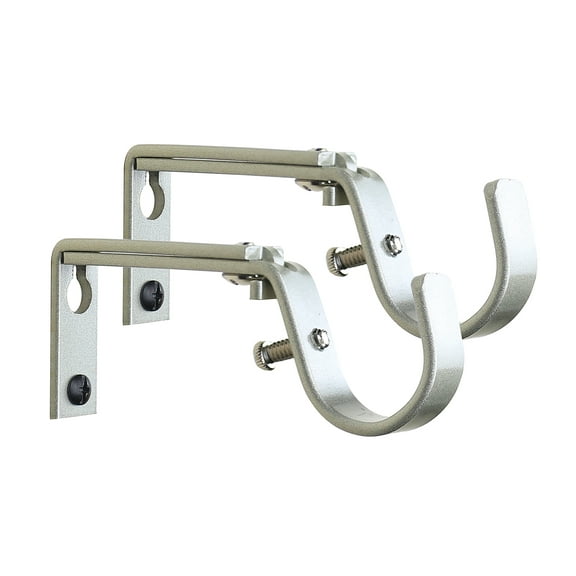 MERIVILLE Set of 2 Curtain Drapery Rod Bracket for 1 1/4-Inch Rod, Adjustable (Pewter)
