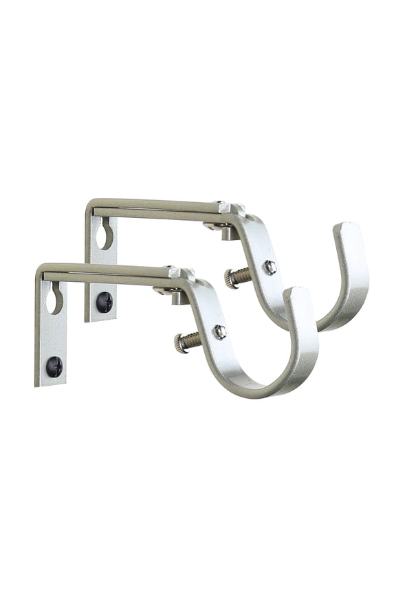 Set of 2 Curtain Drapery Rod Bracket for 1 1/4-Inch Rod, Adjustable (Pewter)