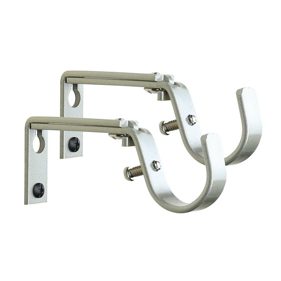 MERIVILLE Set of 2 Curtain Drapery Rod Bracket for 1 1/4-Inch Rod, Adjustable (Pewter)