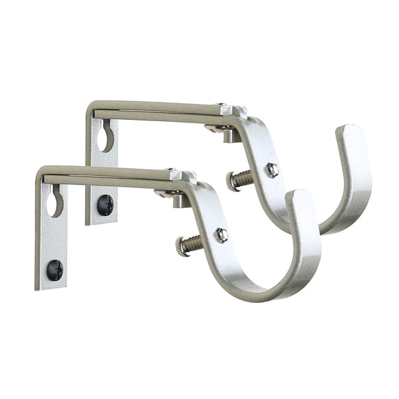 MERIVILLE Set of 2 Curtain Drapery Rod Bracket for 1-Inch Rod, Adjustable (Pewter)