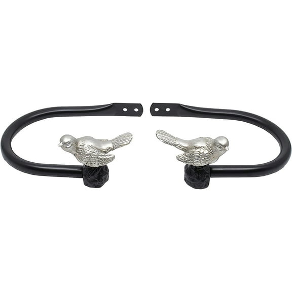 MERIVILLE Set of 2 Decorative Bird Window Curtain Holdbacks for Draperies, Pewter