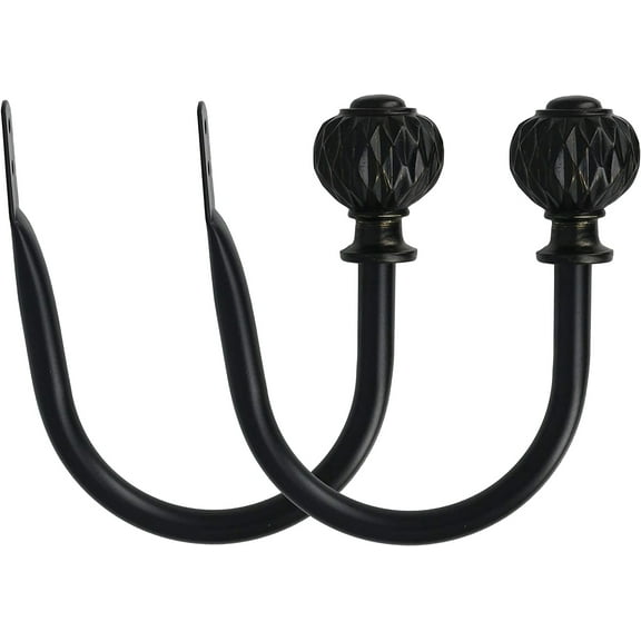 MERIVILLE Set of 2 Decorative Castani Window Curtain Holdbacks for Draperies, Black
