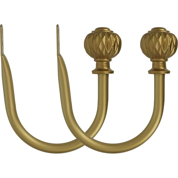 MERIVILLE Set of 2 Decorative Castani Window Curtain Holdbacks for Draperies, Royal Gold