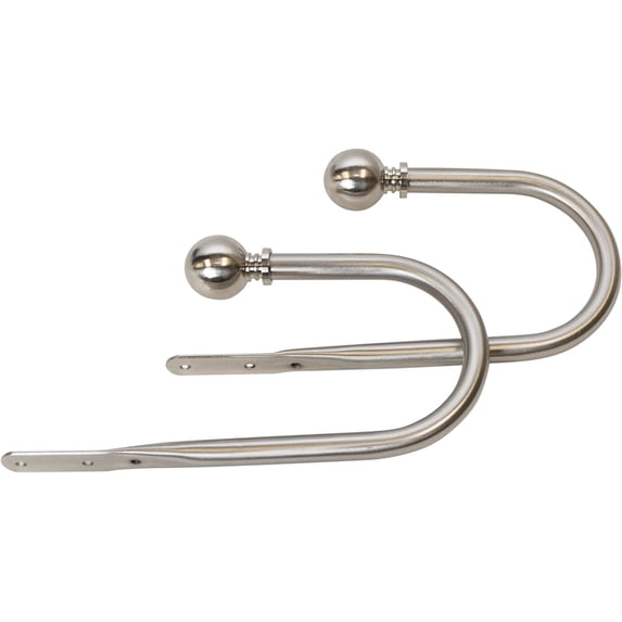 MERIVILLE Set of 2 Decorative Satin Nickel Ball End Window Curtain Holdbacks for Draperies