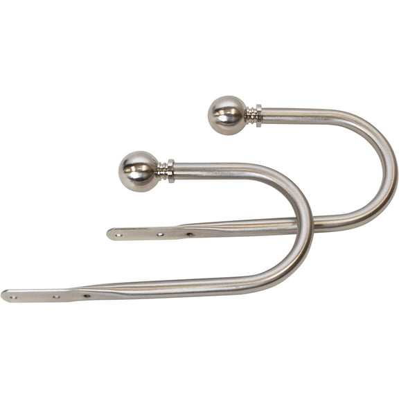 MERIVILLE Set of 2 Decorative Satin Nickel Ball End Window Curtain Holdbacks for Draperies